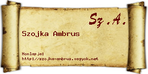 Szojka Ambrus névjegykártya